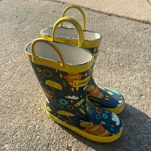Kids Robot Rain Boots - Yellow and Blue